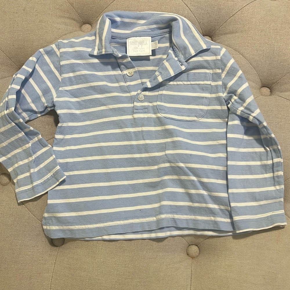 Little English striped polo
